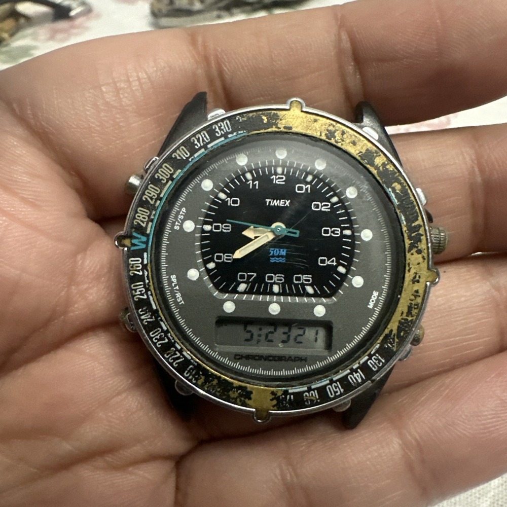 Works Timex B29 CHRONOGRAPH Aviation Mens Watch 38mm Rare- Need Buttons Cleanup